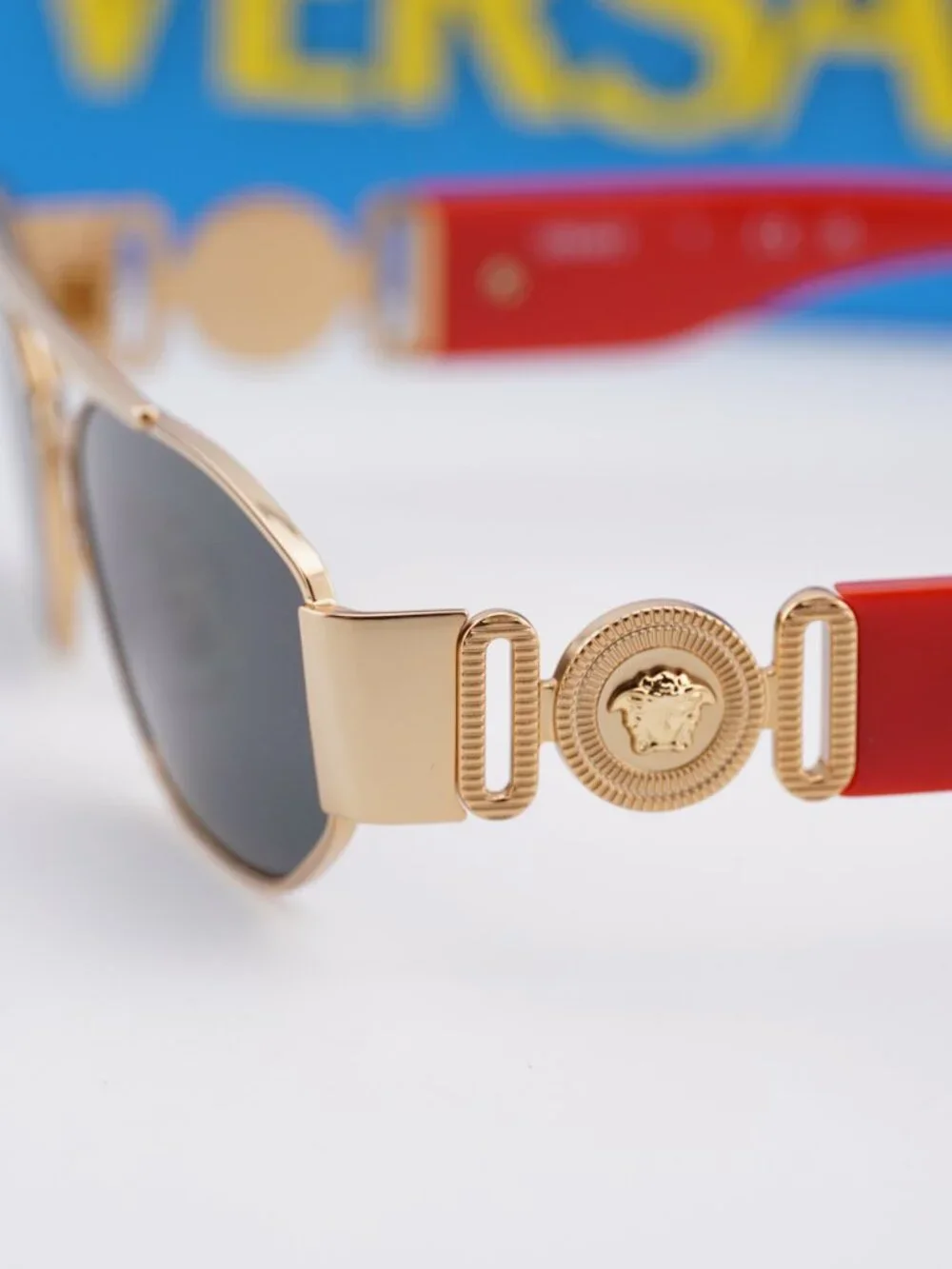Versace Kids VK2003 151287 Rectangle Sunglasses - Gold/Dark Grey